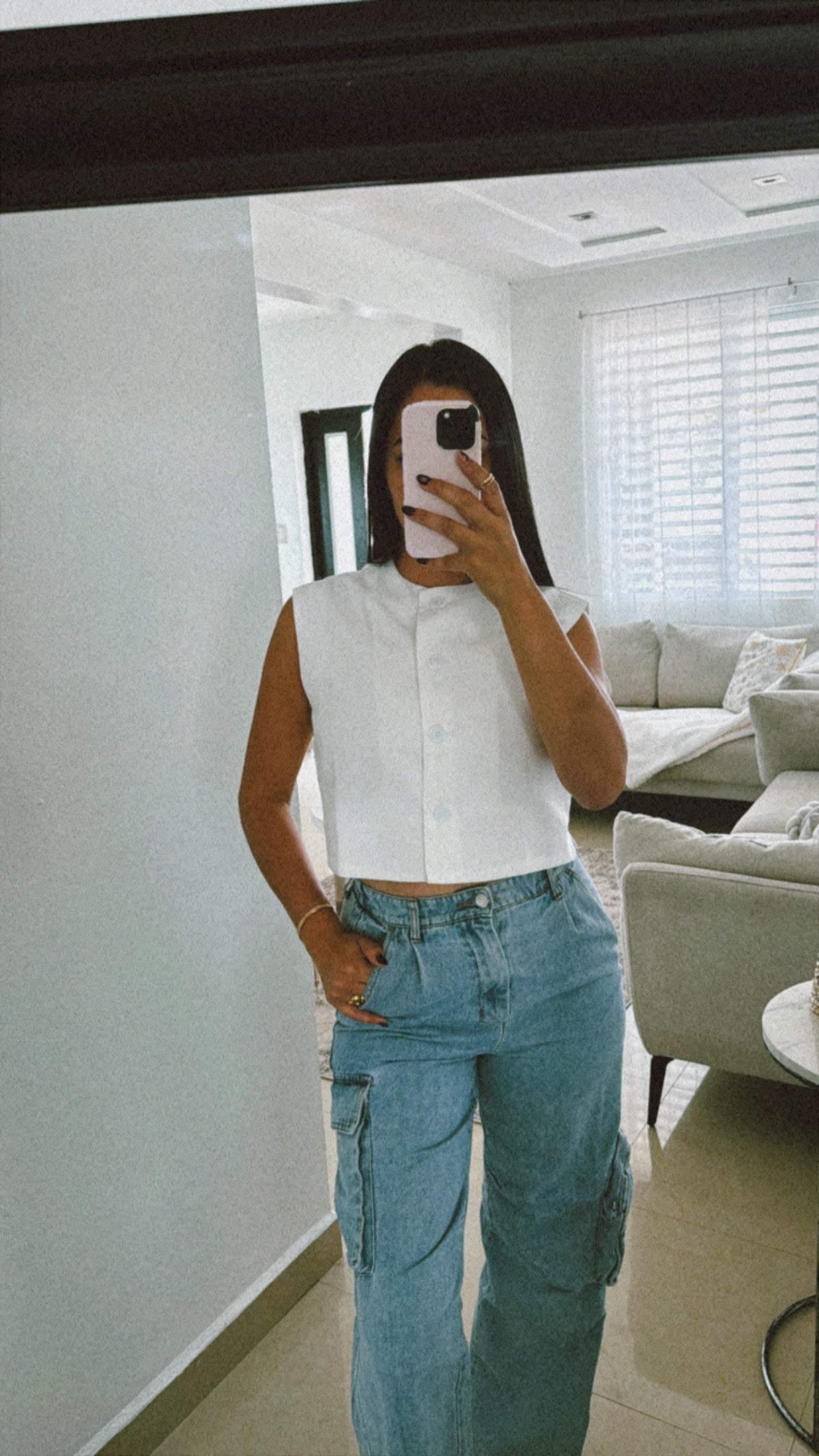 White button down vest