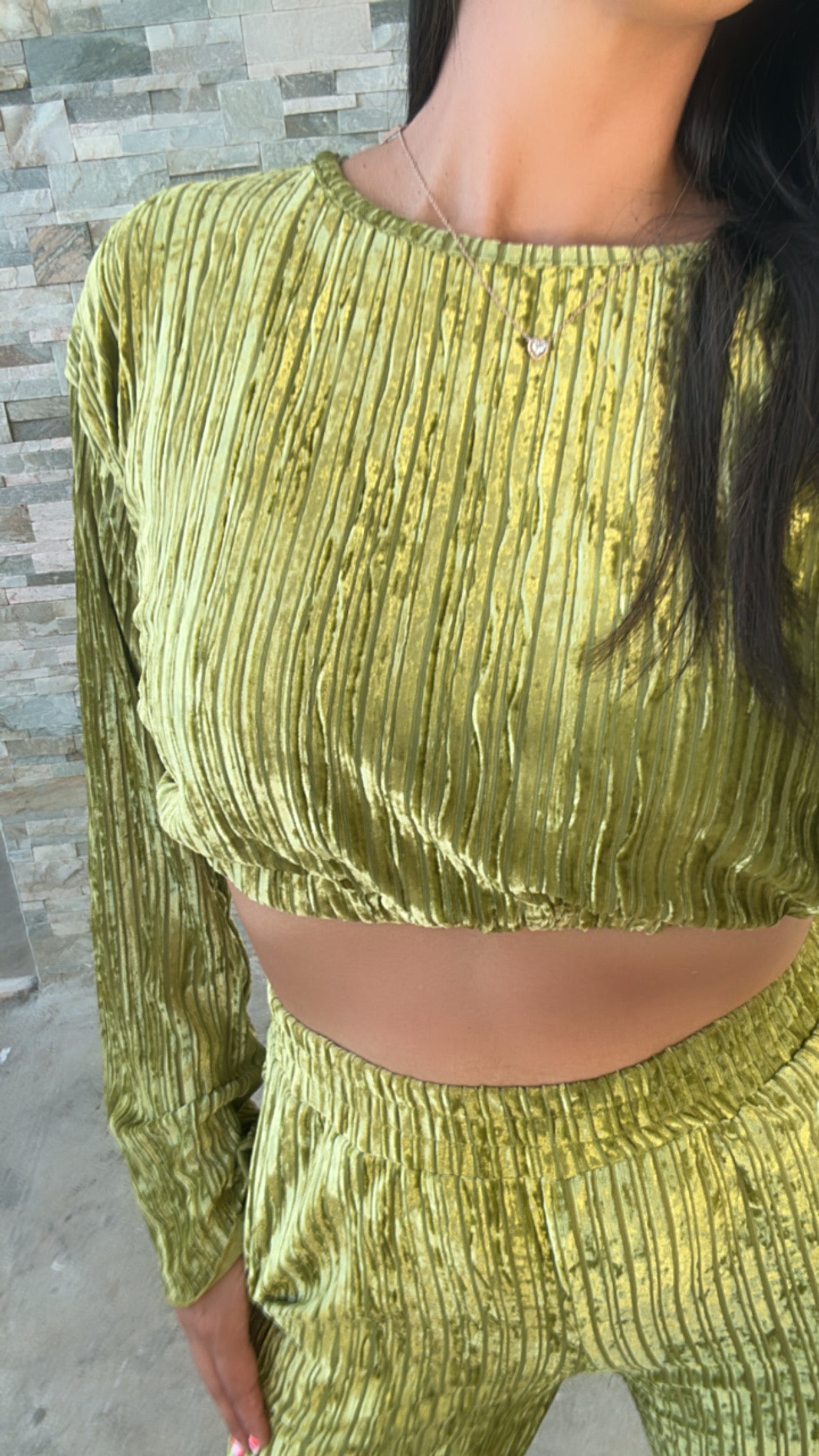 AVOCADO VELVET LONG SLEEVE TOP & PANT