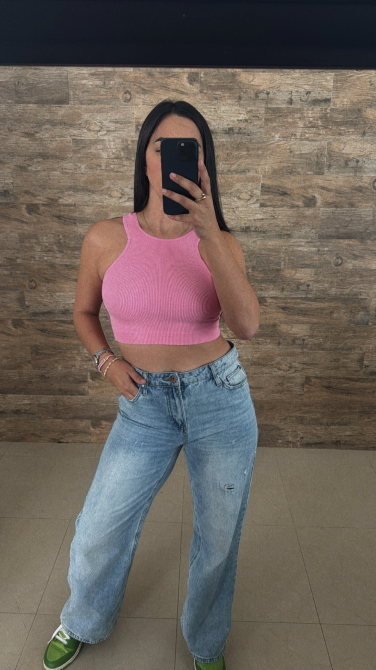PINK ROUNDNECK CROP TANK