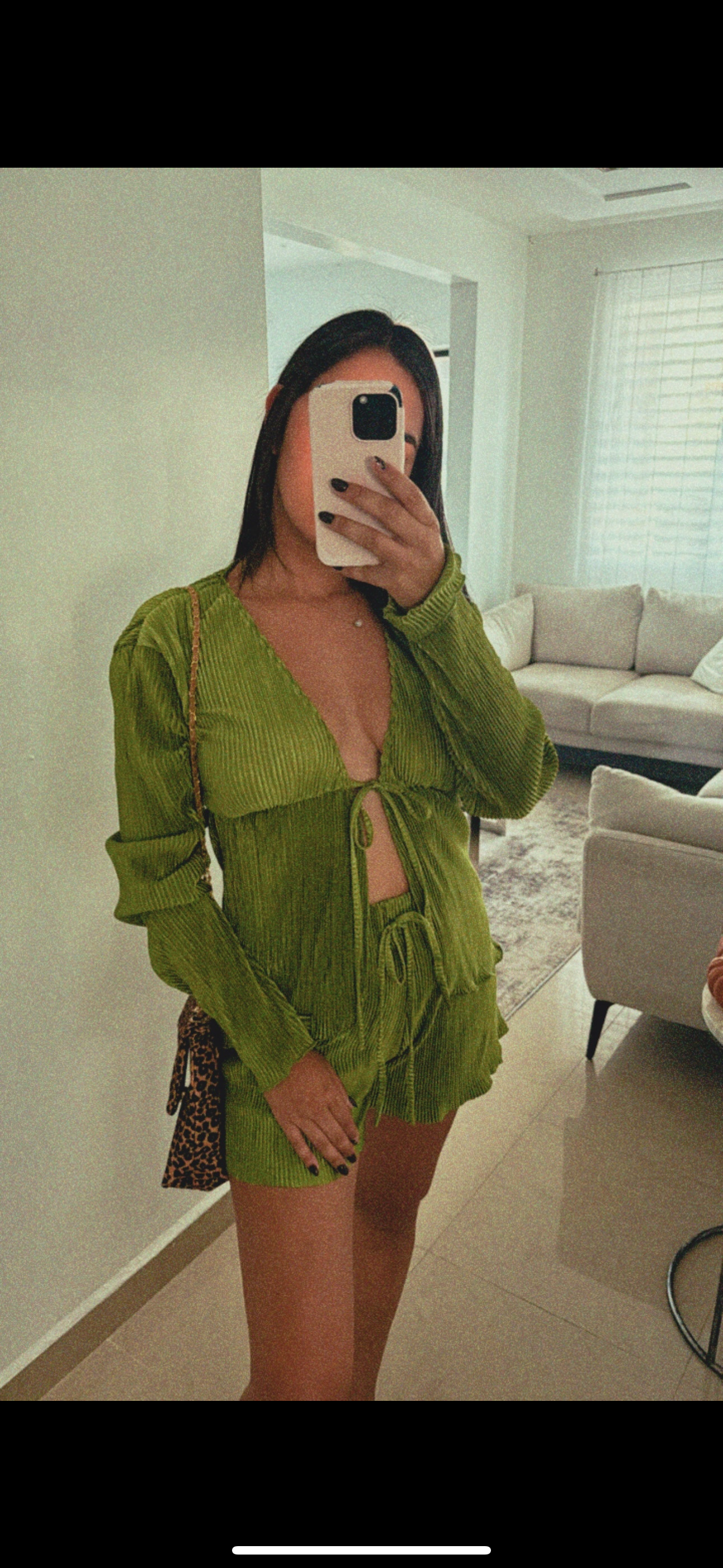 Green Pleated Set