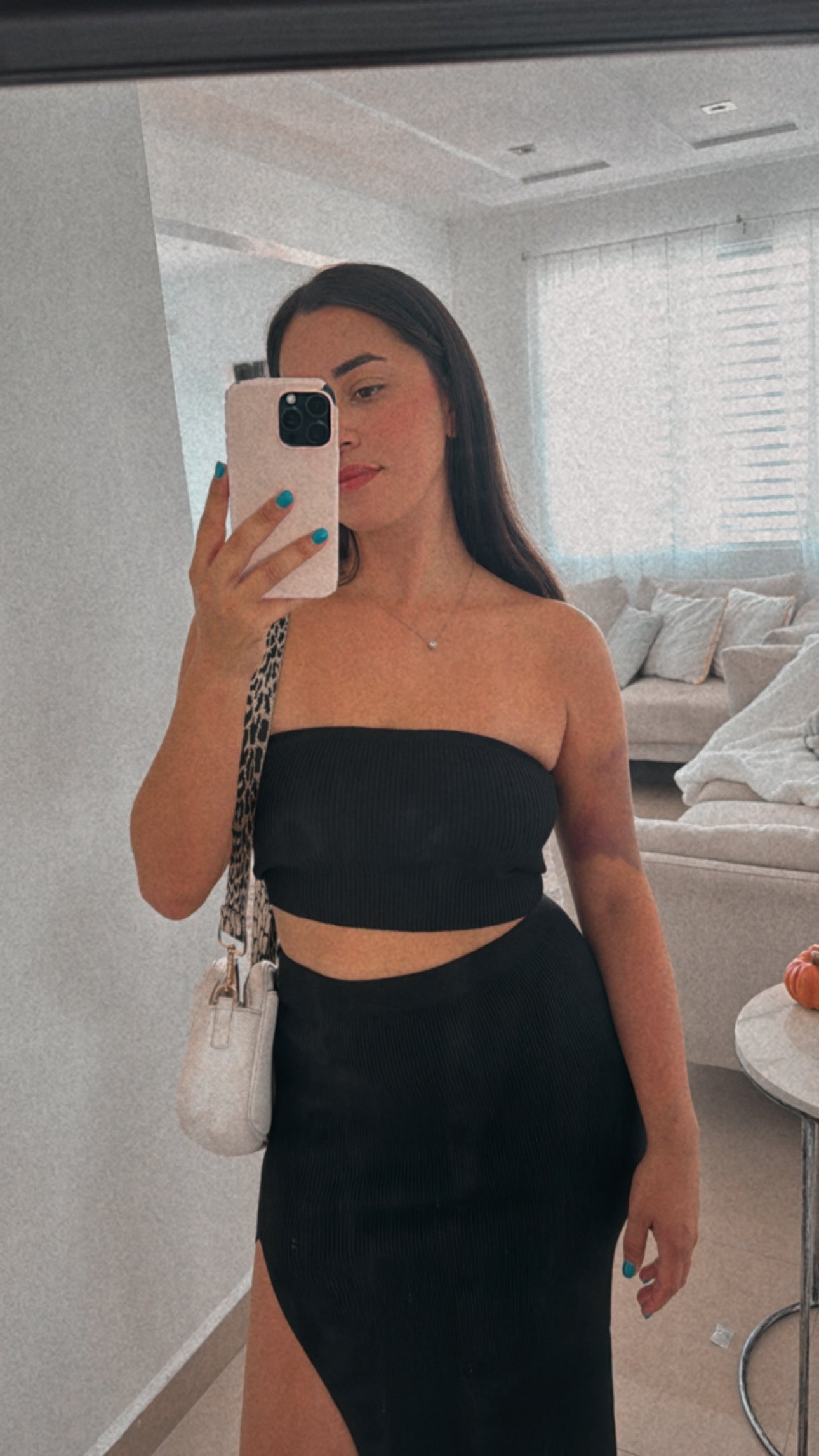 BLACK CROP AND SKIRT SET