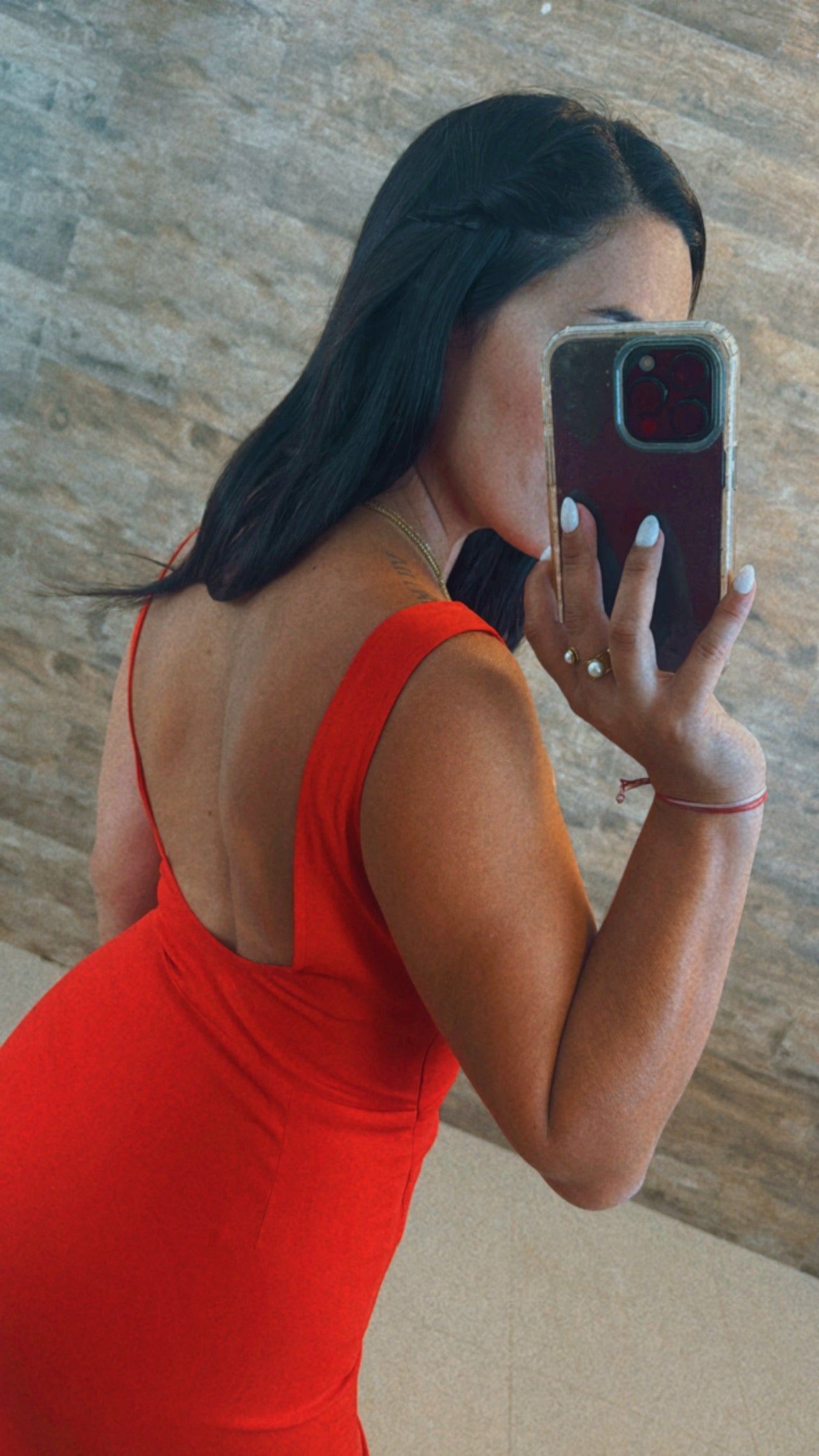 HOLIDAY OPEN BACK MINI SLIT DRESS