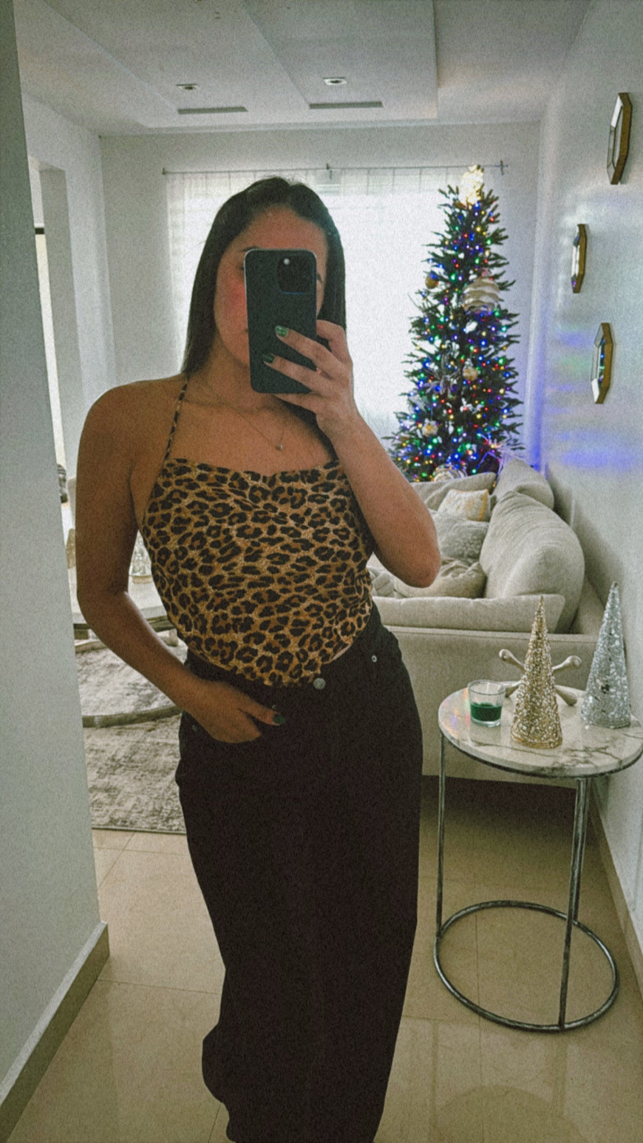 LEOPARD PRINT CROWL NECK TOP