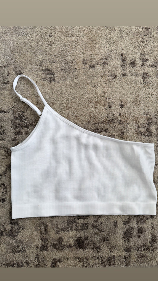 WHITE ONE SHOULDER TOP