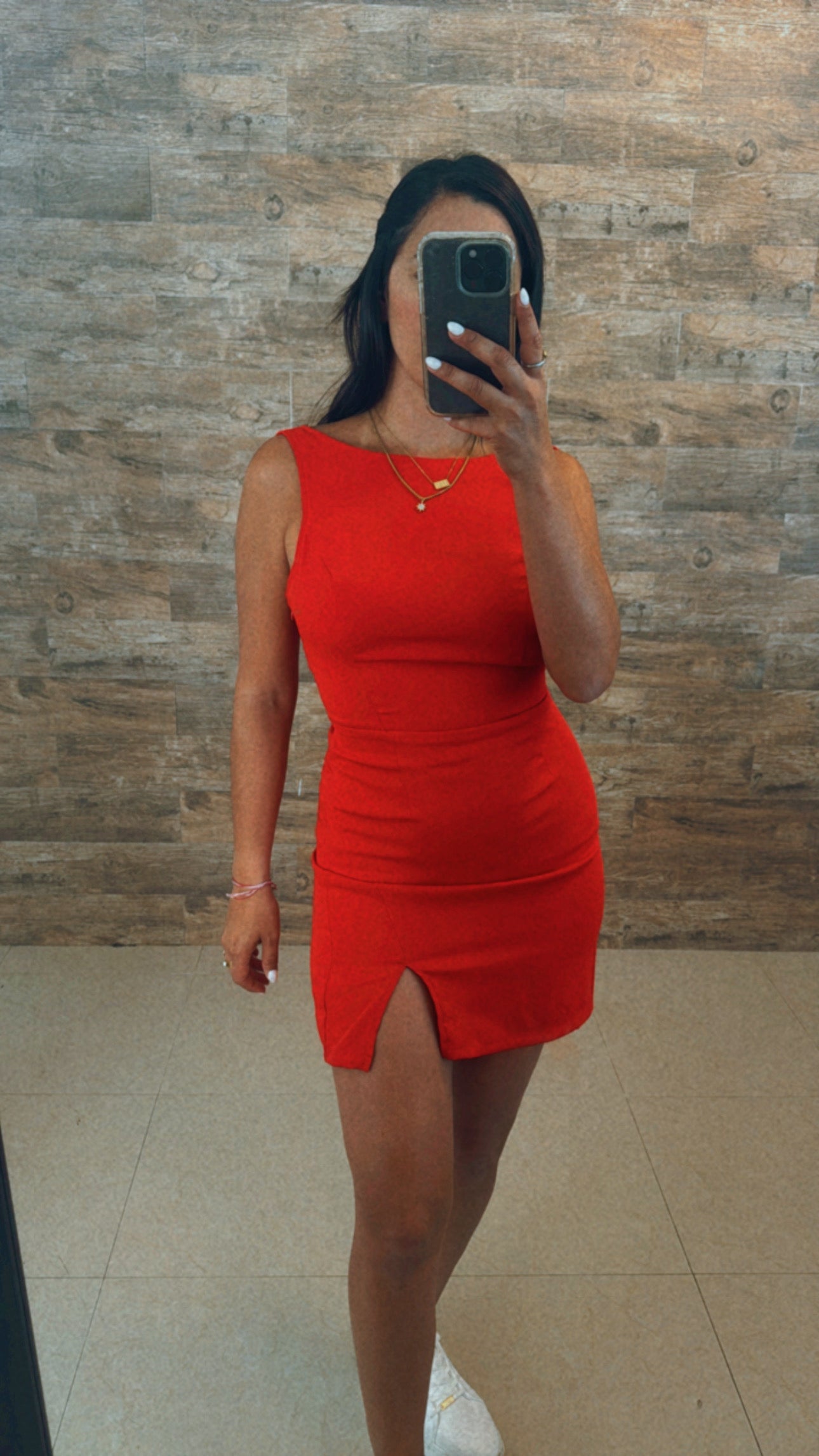 HOLIDAY OPEN BACK MINI SLIT DRESS
