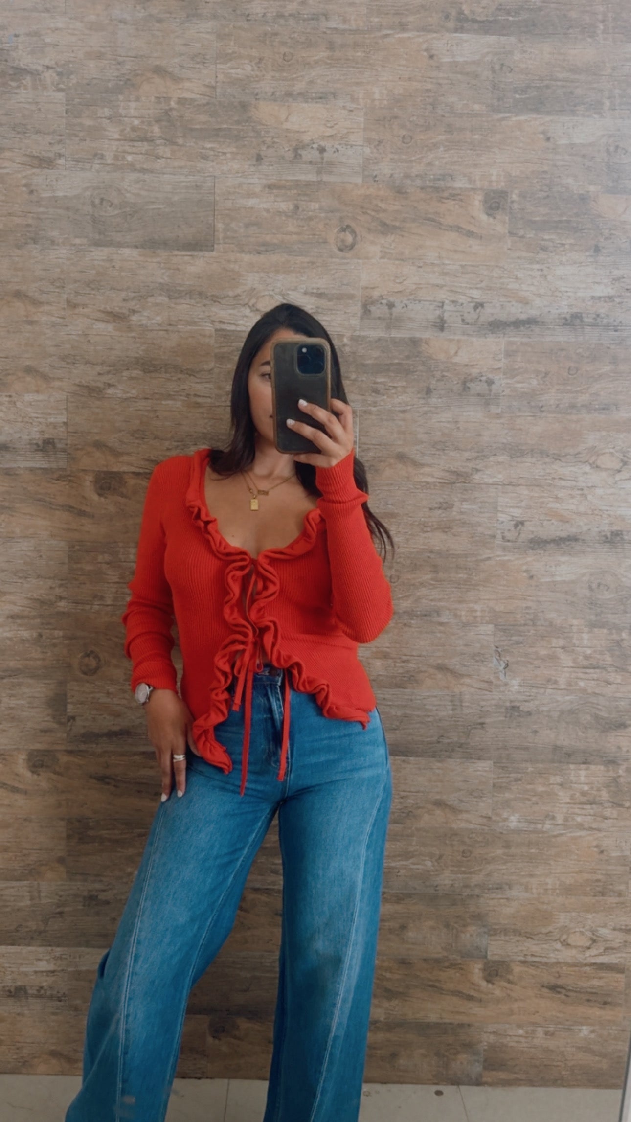 Tie Front Ribbed Sweater