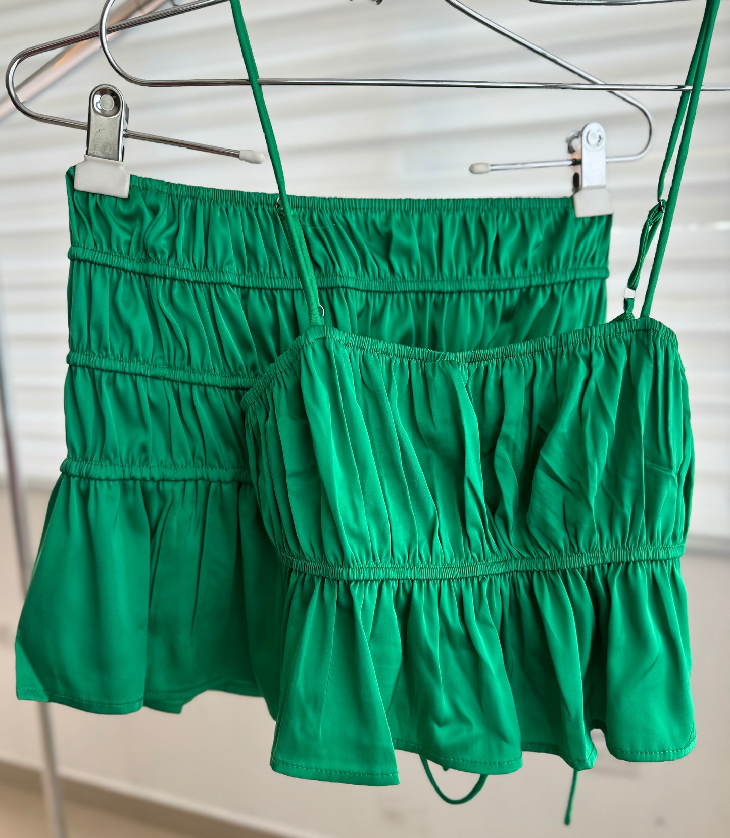 GREEN SATIN SET